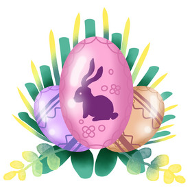 复活节粉色彩蛋兔子