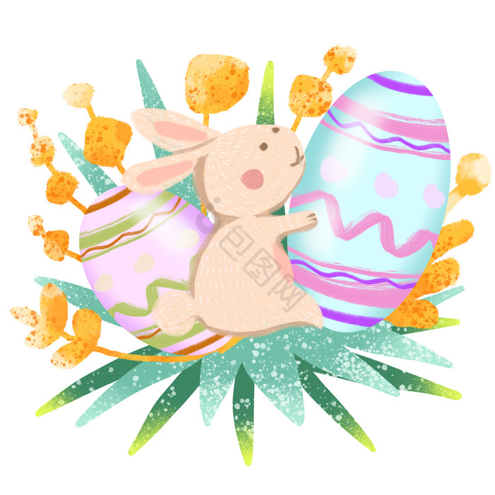 复活节花草兔子彩蛋图片