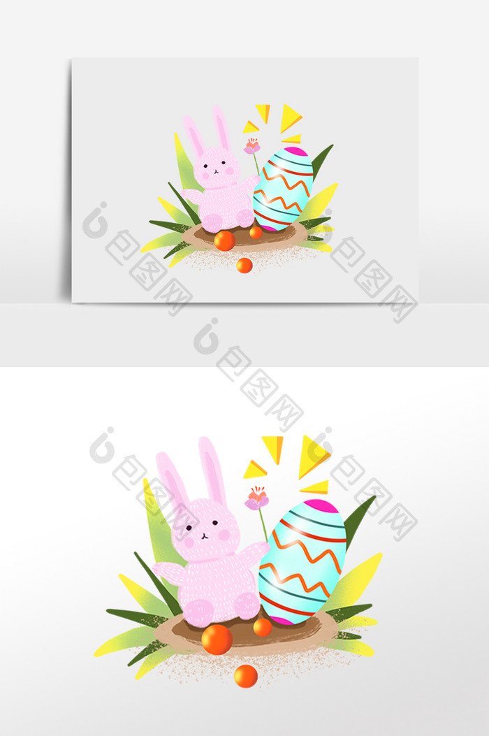 复活节彩蛋粉色兔子