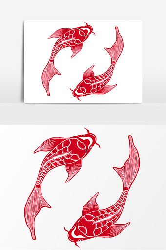 剪纸两条鱼的寓意图片