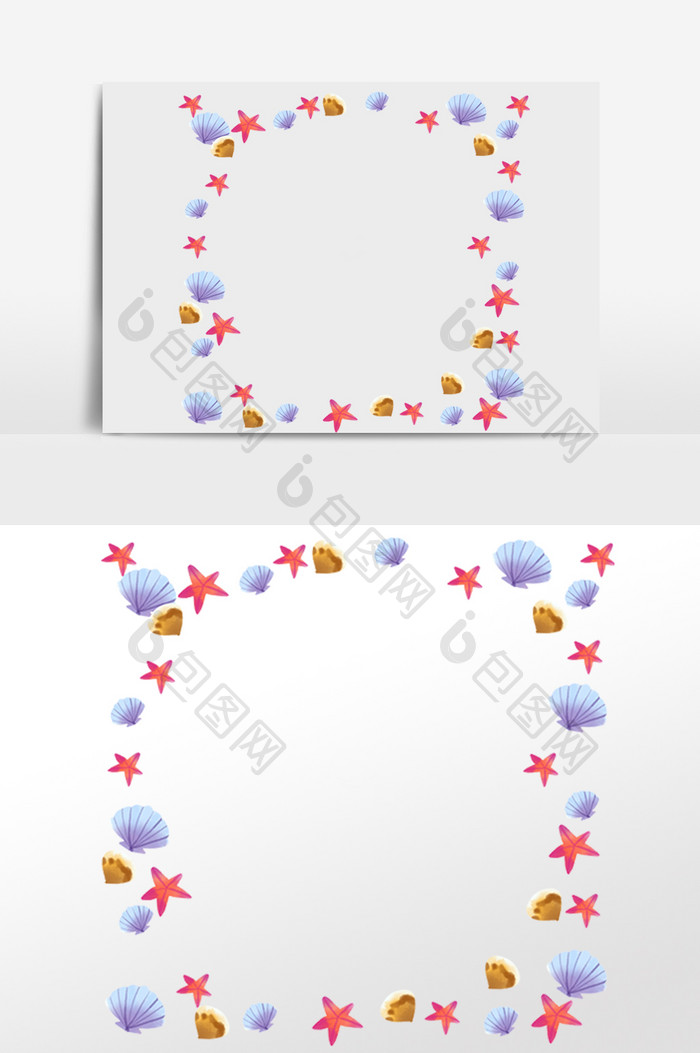 海洋生物海星贝壳边框