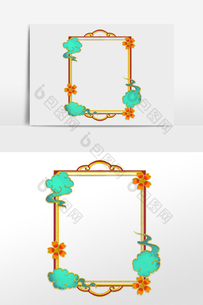 烫金花朵祥云边框图片图片