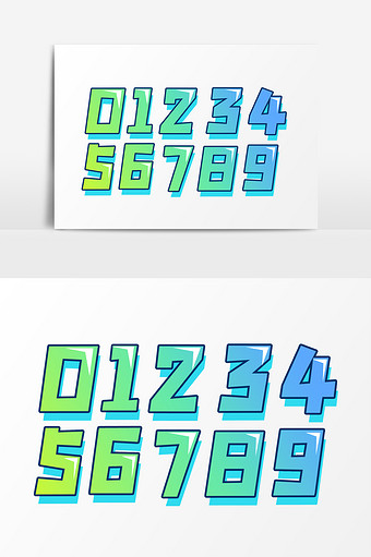 清新涂鸦风数字艺术字