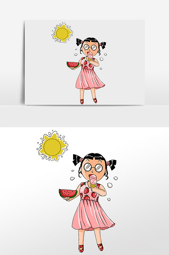 炎炎夏日吃雪糕女孩