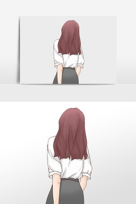 长发及腰美女背影