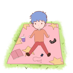 卡通男孩春游野餐