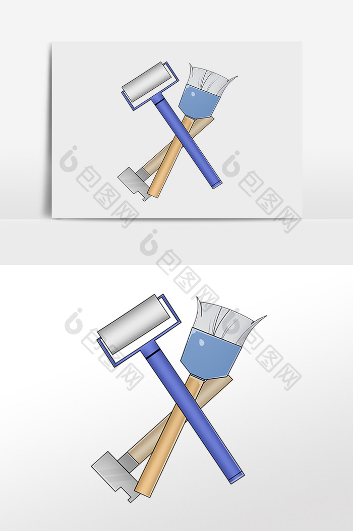 劳动工具刷子榔头