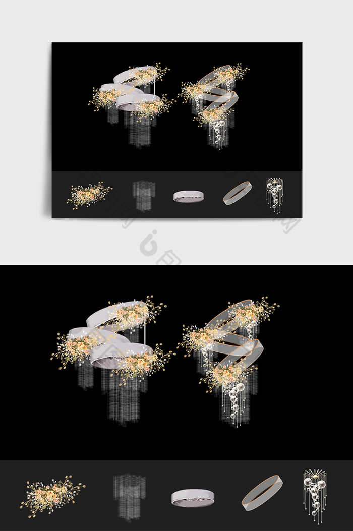 香槟色大气吊灯主题婚礼元素图片图片