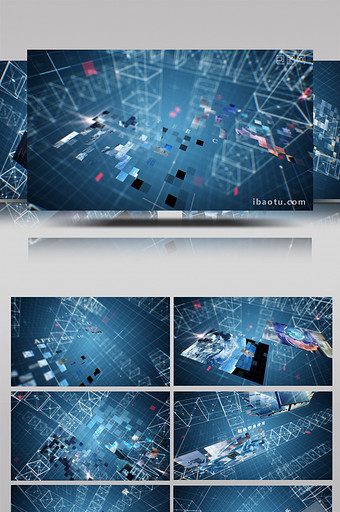 3D网格空间商务公司图文宣传AE模板图片