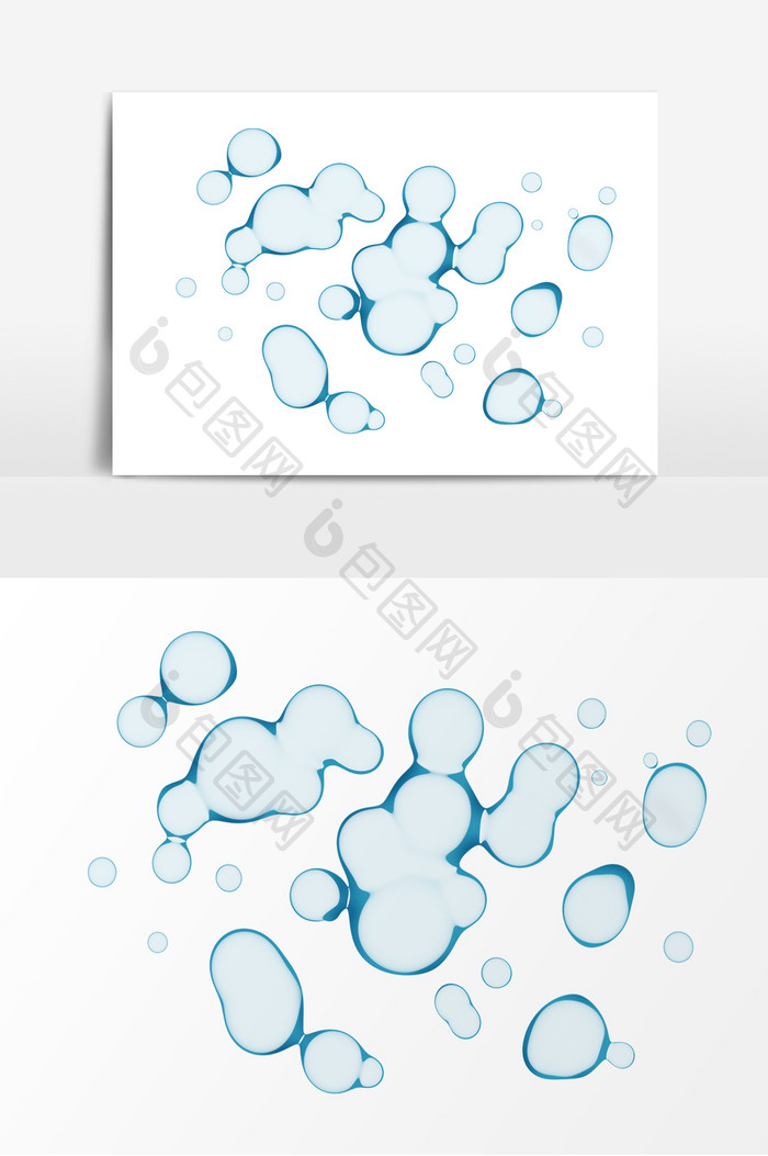 蓝色手绘水元素水泡泡元素