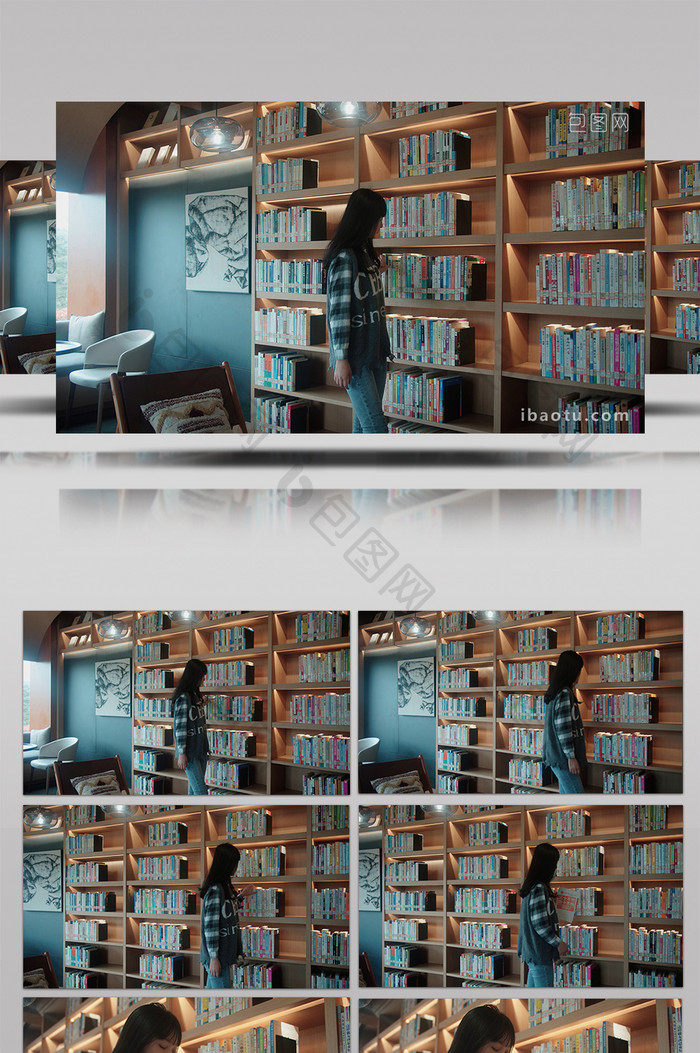 4K实拍学生图书馆认真博览群书视频素材