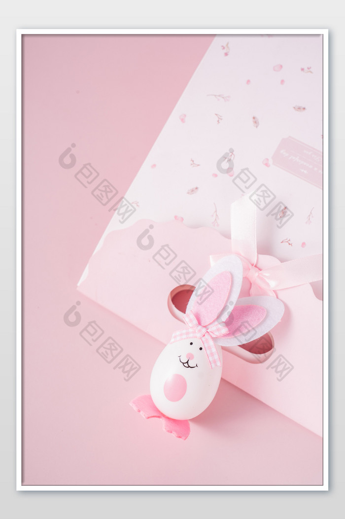粉色清新复活节复活蛋兔子摄影图图片图片