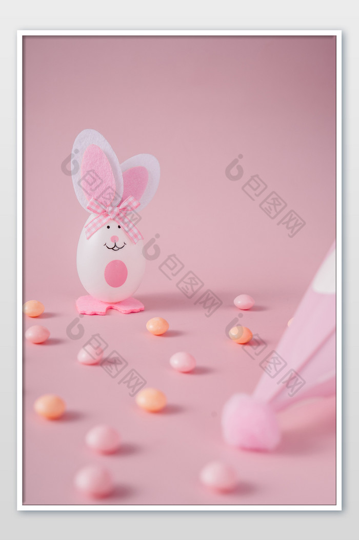 粉色清新复活节兔子摄影图图片图片