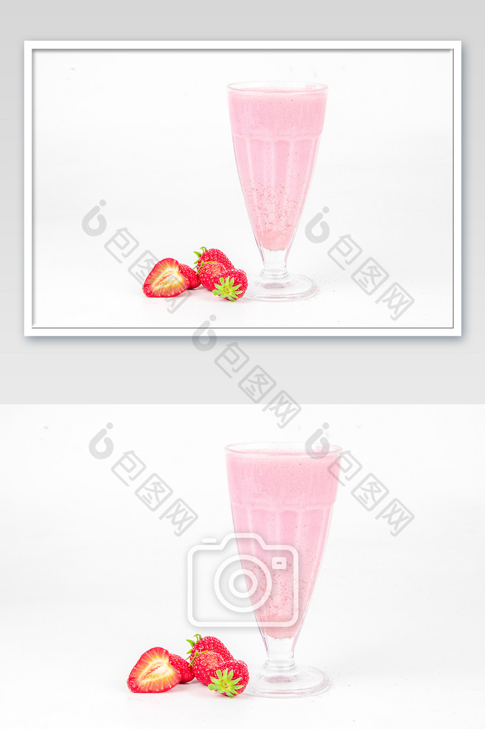 粉色草莓奶茶摄影图