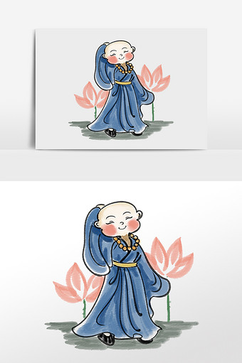 古风人物和尚小人