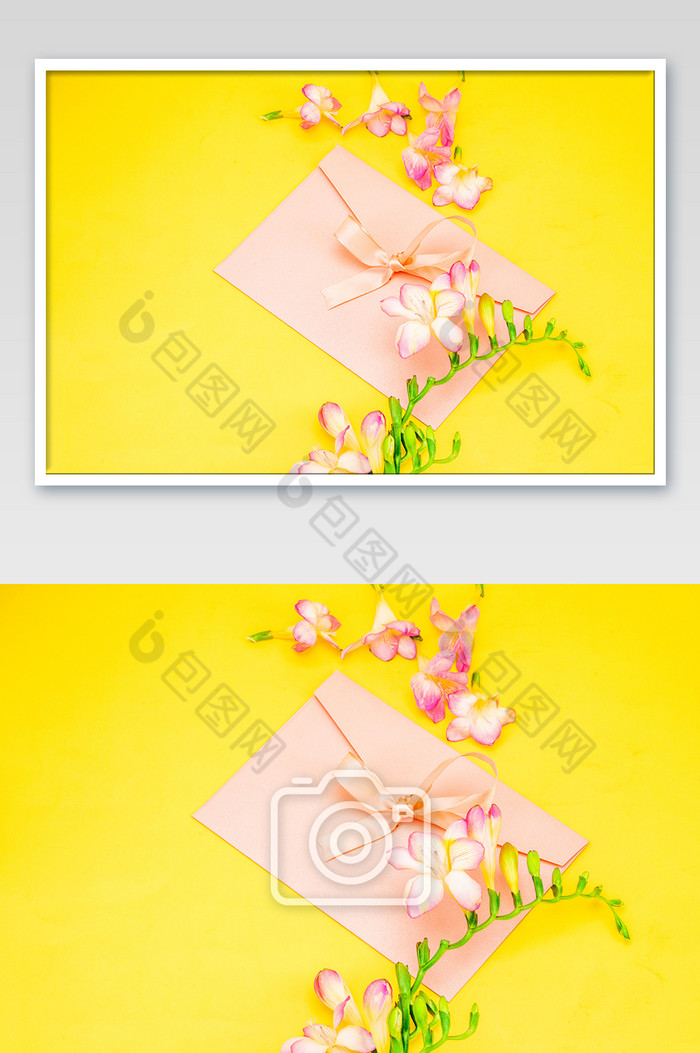 花朵装饰粉色信封图片图片