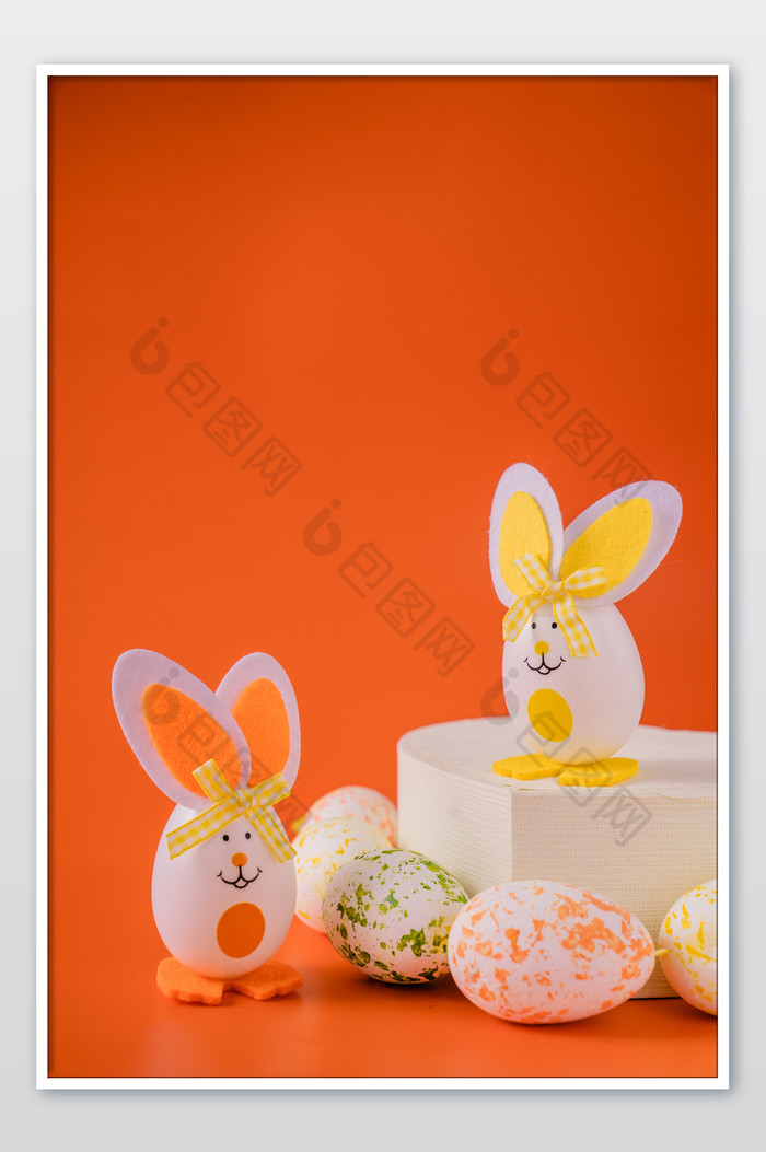 橘色清新复活节兔子摄影图图片图片