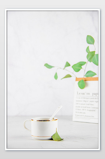 桌面咖啡杯背景摄影图