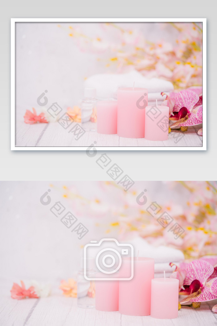 粉色香薰蜡烛摄影图图片图片