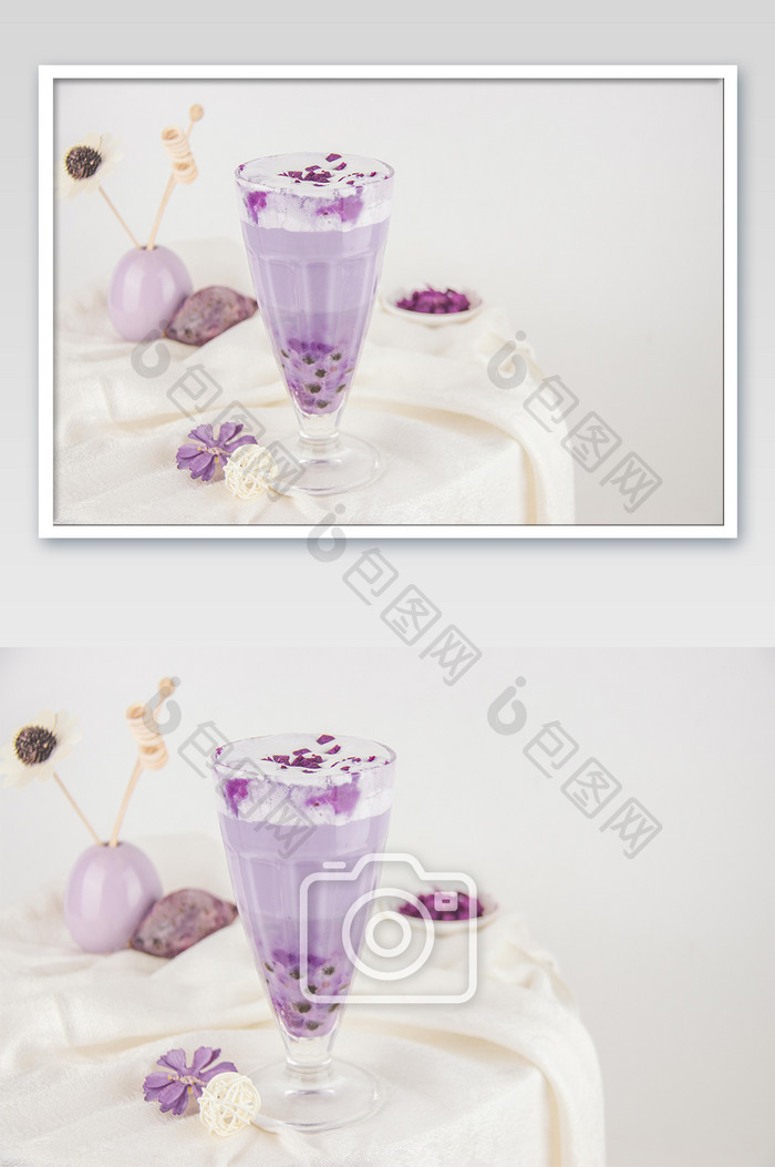 紫色紫薯奶茶摄影图
