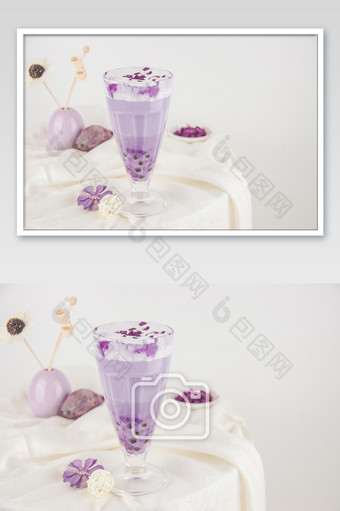 紫色紫薯奶茶摄影图图片