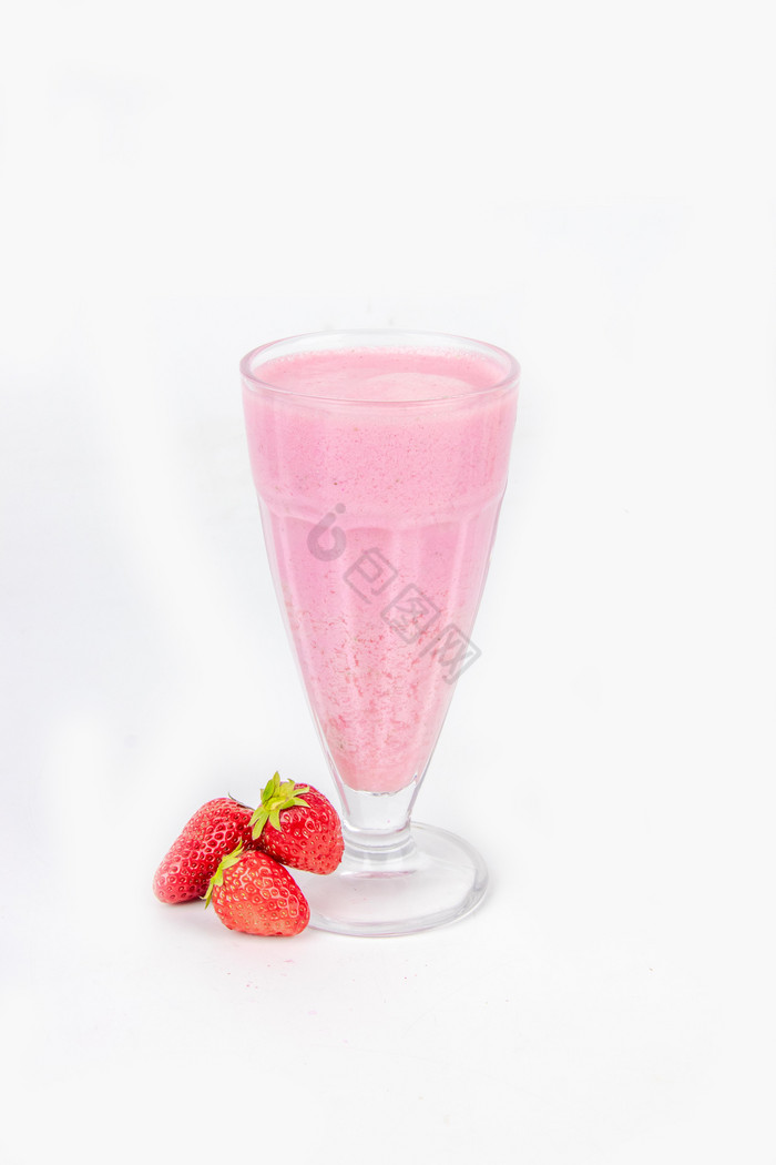 粉色草莓奶茶饮品图片