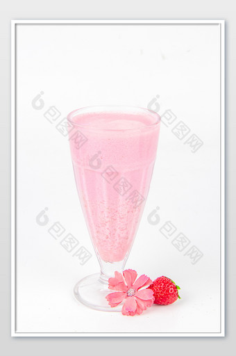 美味的草莓奶茶摄影图图片