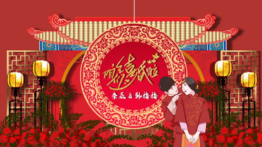 传统色国风中式婚礼AE电子相册