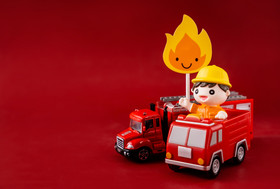 红色51劳动节消防员职业摄影图