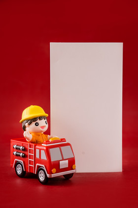 红色51五一劳动节消防员职业摄影图