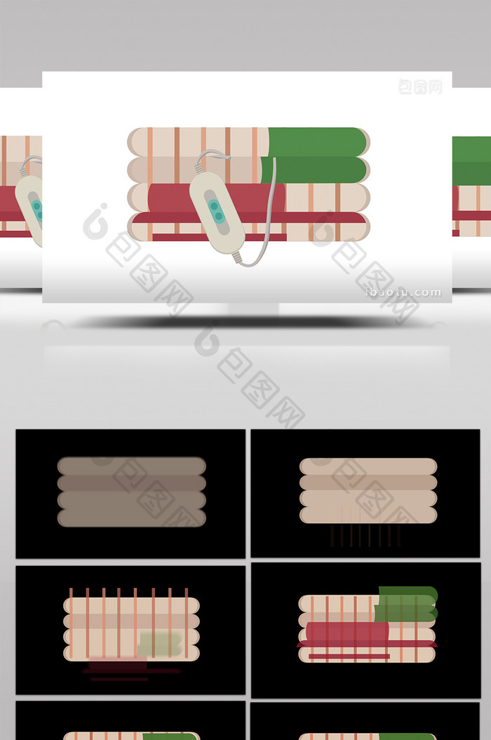 简约扁平画风生活用品家具类电热毯mg动画
