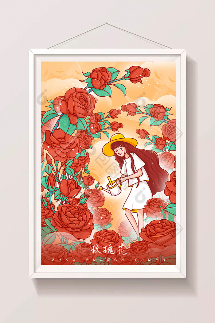 妙笔生花玫瑰花插画图片图片