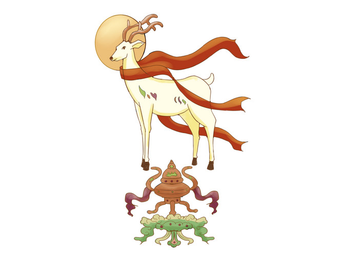 敦煌丝绸神话神鹿壁画图片