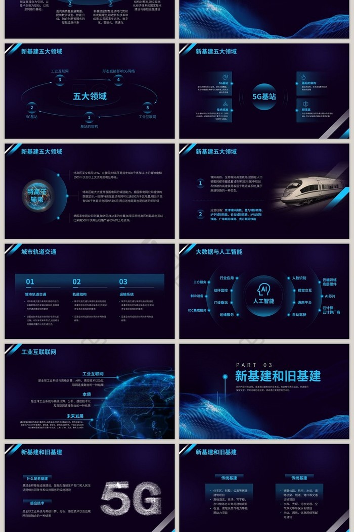 蓝色科技风5G基础知识宣传PPT模板