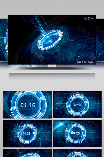 高科技数字计时器全息logo演绎AE模板图片