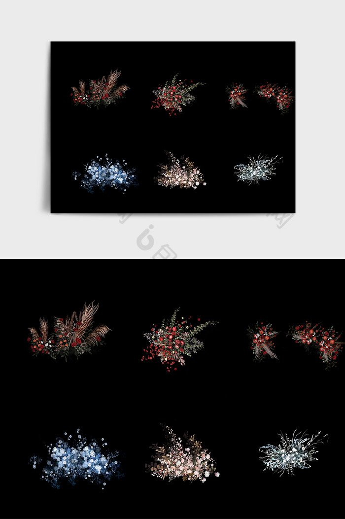 红色鲜花元素主题婚礼元素图片图片