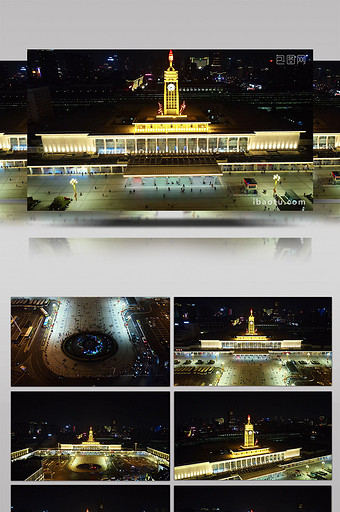 航拍湖南长沙火车站夜景图片