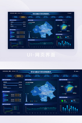 深色科技感大数据监测可视化平台UI网页界