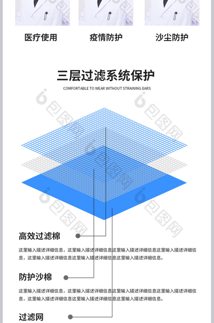 医疗器械口罩防护用品生活必备电商详情页