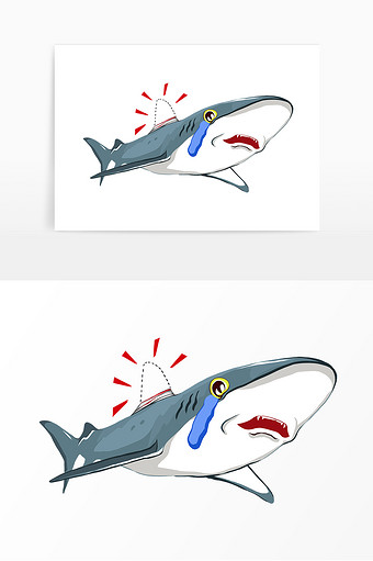 卡通手绘保护动物鲨鱼
