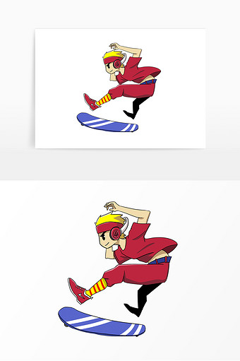 卡通男孩极限运动滑滑板