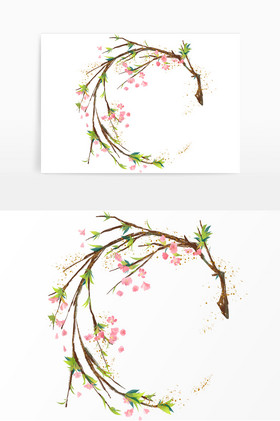 海棠花圆形边框图片
