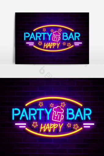 酒吧派对啤酒荧光字霓虹字图片