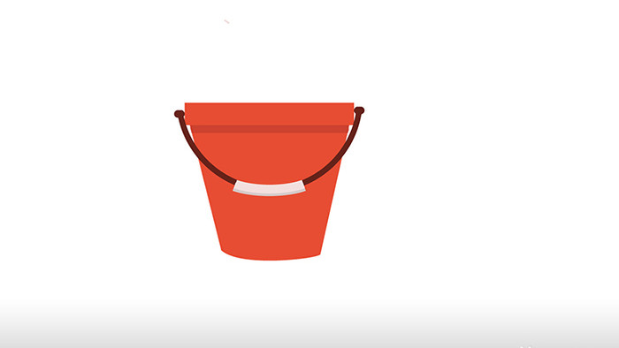 简单扁平画风生活用品类红塑料桶mg动画