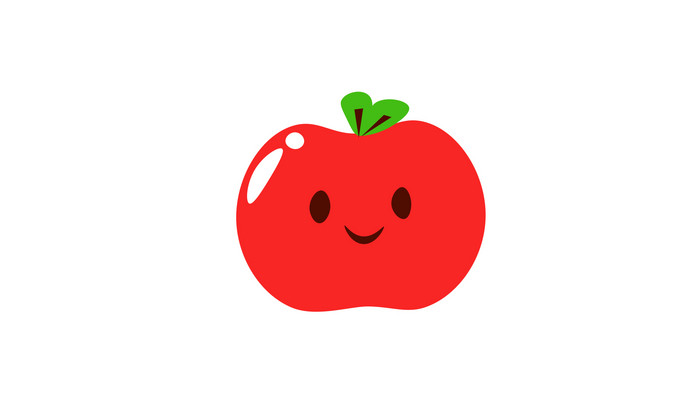 简单扁平画风食物类水果可爱苹果mg动画