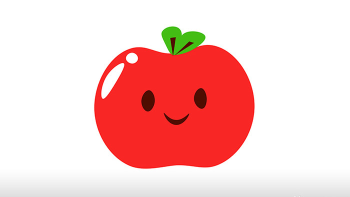 简单扁平画风食物类水果可爱苹果mg动画