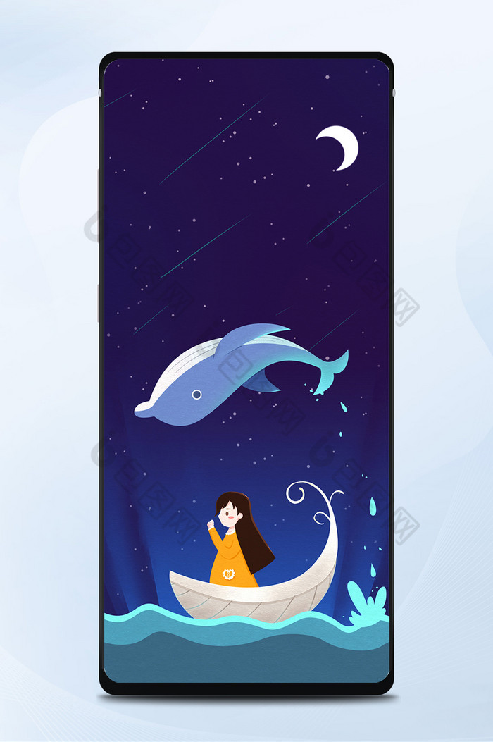 蓝色梦幻海豚唯美励志手机壁纸图片图片