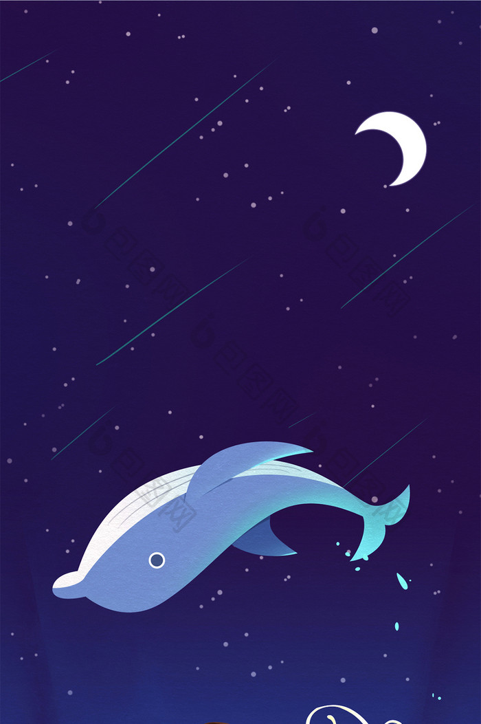 蓝色梦幻海豚唯美励志手机壁纸