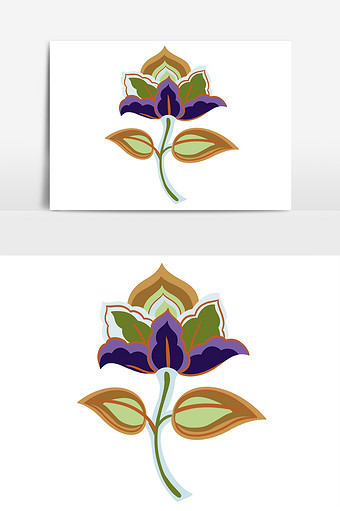 手绘复古花朵花瓣敦煌装饰元素