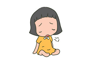 卡通风格可爱小女孩叹气静态表情包手机配图